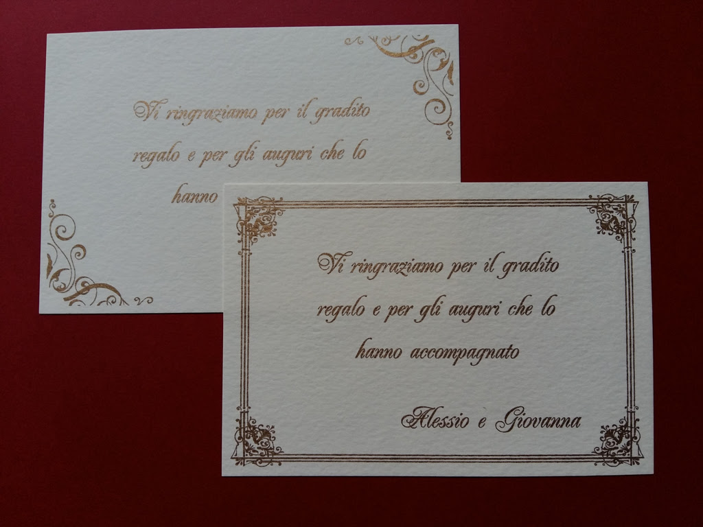 Piccoli Biglietti Di Ringraziamento Partecipazioni Di Nozze
