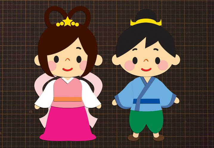 無料ダウンロード型紙で 織姫と彦星 の壁面飾りを作ってみた 七夕