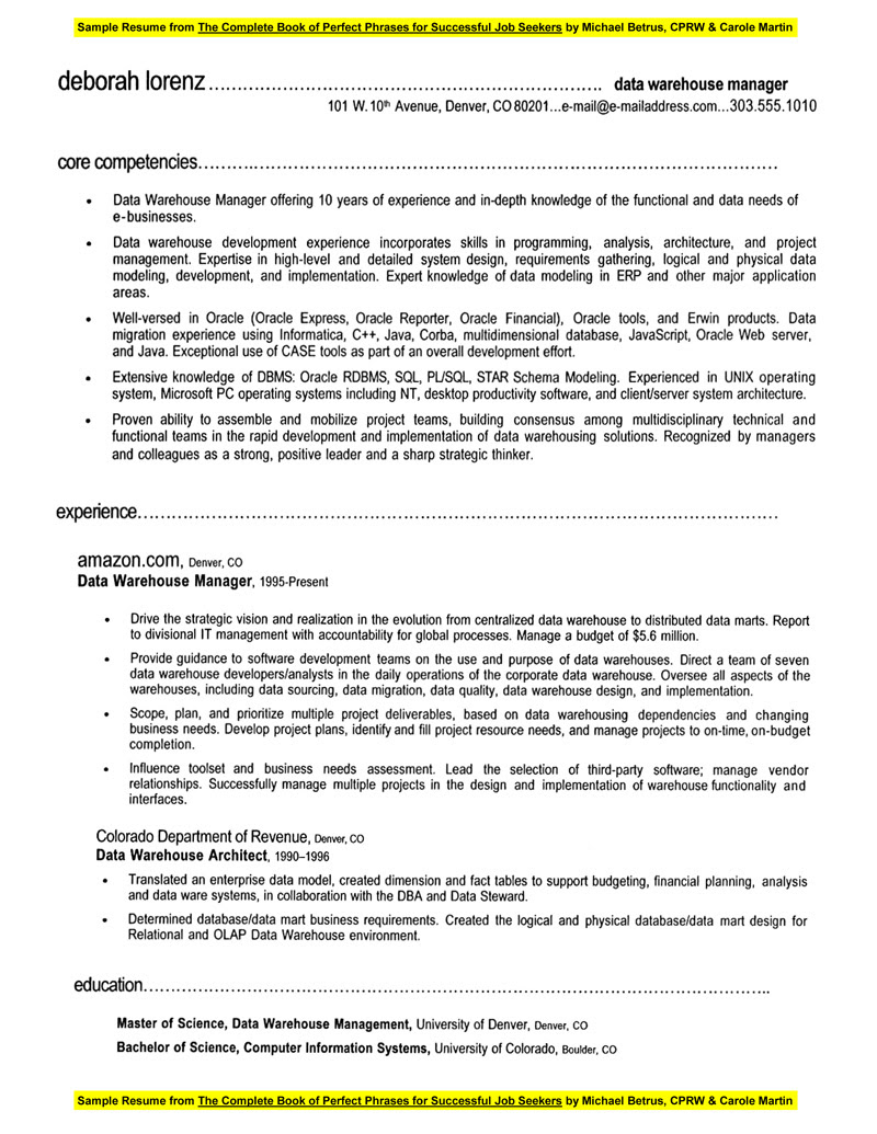 Sample-resume-data-warehouse-manager