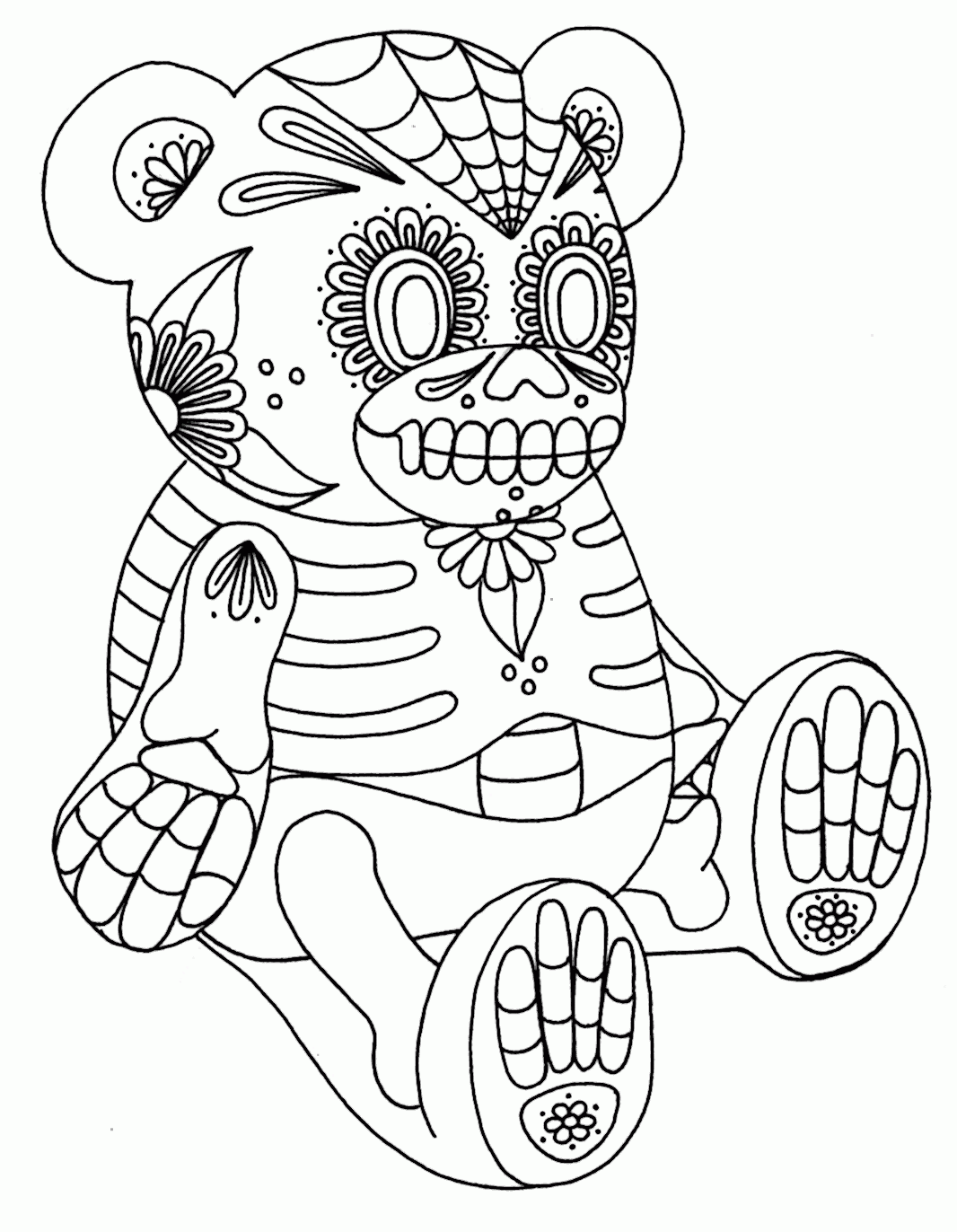 Free Sugar Skull With Roses Coloring Pages Download Free Clip Art