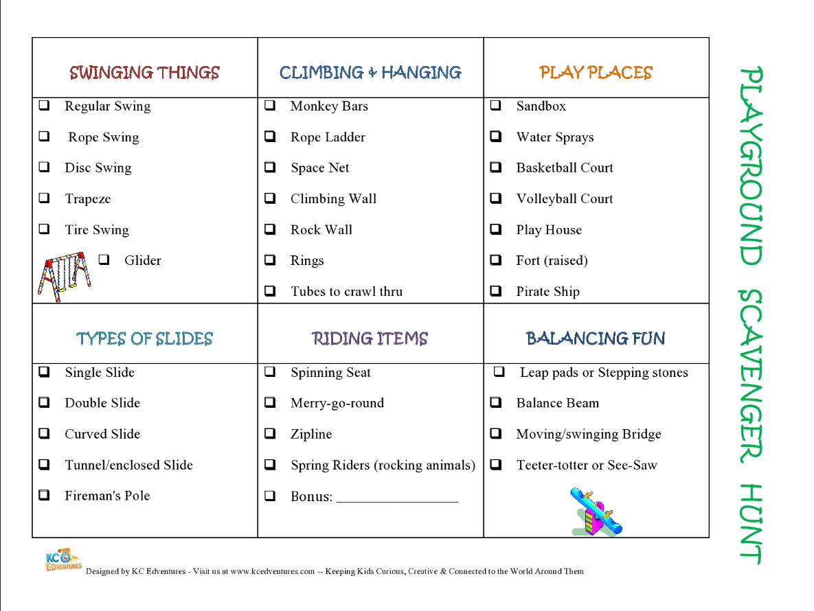 Playground Scavenger Hunt - Free Fall Fun - 24/7 Moms