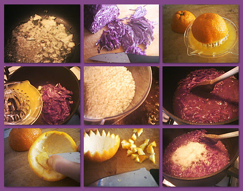 preparazione del "Risotto viola"
