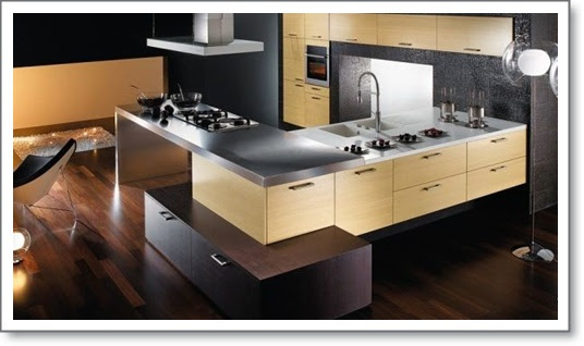 kitchen with metal and wood