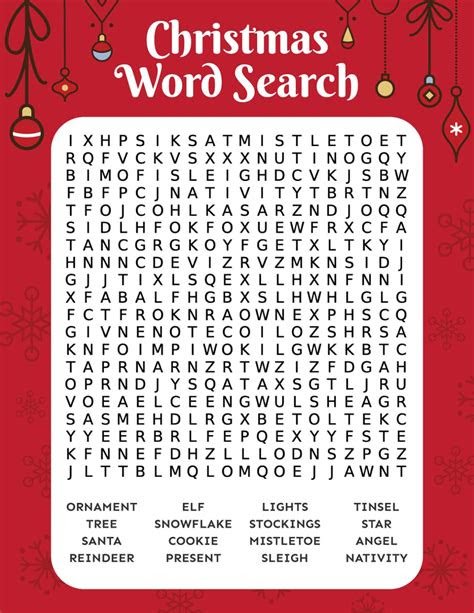  christmas word search free printable