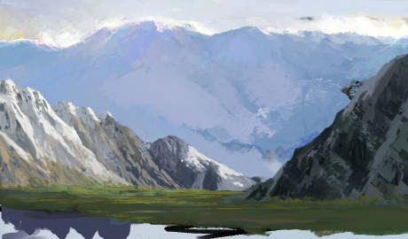 クリップペイントで描く雪山のある風景の描き方 モンスターイラストの描き方ブログ