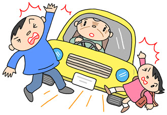 無料イラスト アップロード 社会問題 高齢者ドライバー事故 暴走 危険運転 ハンドル操作ミス 人身事故 のイラスト 会社で使う 無料ビジネス素材
