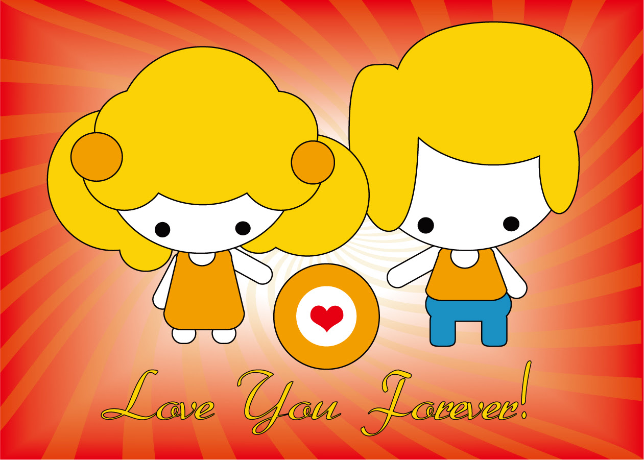 素材 愛するカップルの漫画キャラクター Love Couple Cartoons イラスト素材