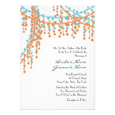 Orange and Blue Beaded Wedding Invitation