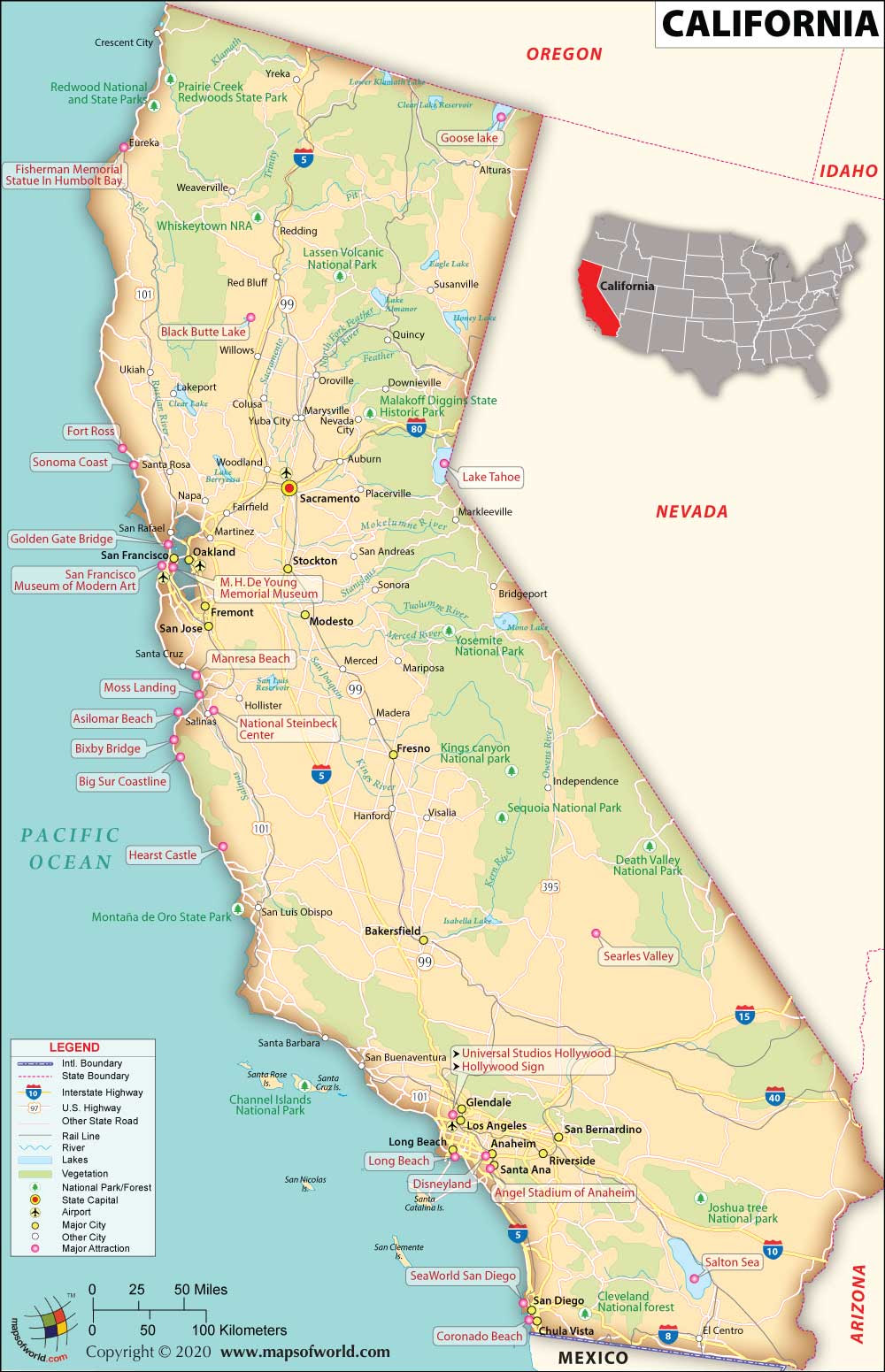 Large Map of California (1800x3027)