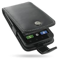 PDair Black Leather Flip Cover Carry Case + belt clip for Motorola Atrix 4G