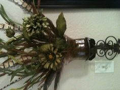 Purple Poppy Wall Sconce, Floral Arrangement, Primitive Country Decor