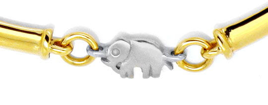 Originalfoto ELEFANTEN STEGPLATTEN GOLDKOLLIER GELB-WEISSGOLD