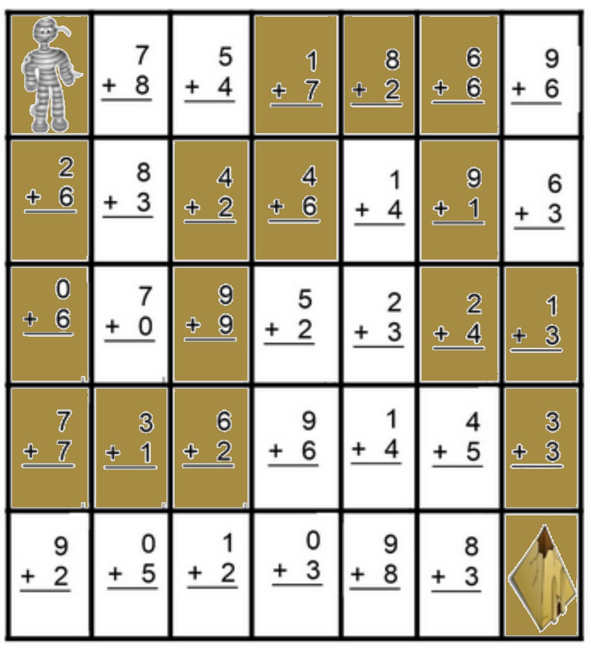 Math Maze:Addition Worksheets