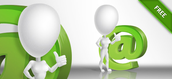 3D Girl with a Green Email Symbol