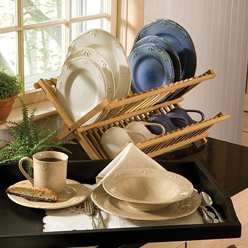 16 Piece Country Stoneware Versatile Elegant Dinnerware Set Gold Design