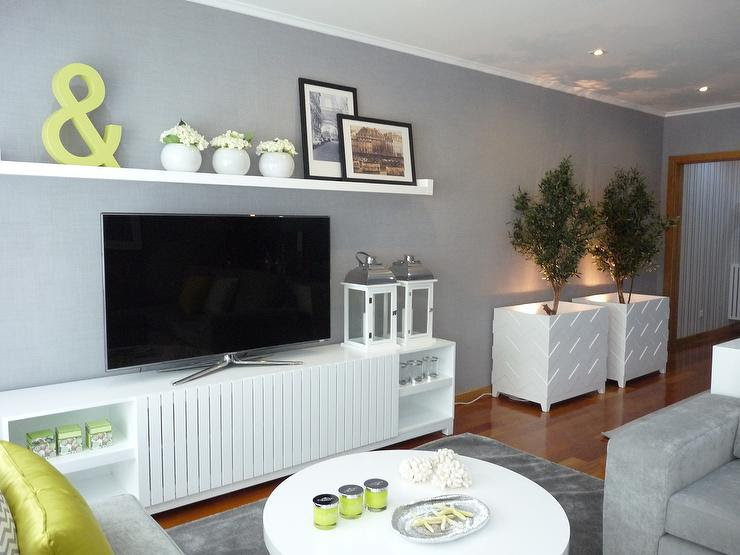 Modern White Media Cabinet - Contemporary - living room - Blanco 
