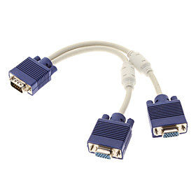 vga hann til 2 port vga kvinnelige kabel 0,25m 0.82ft