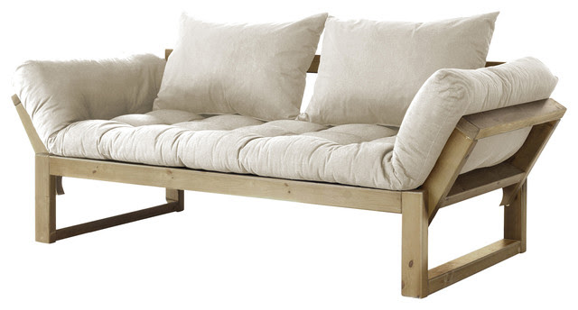  Futon Sofa/Bed, Natural Frame, Natural Mattress contemporarysofabeds