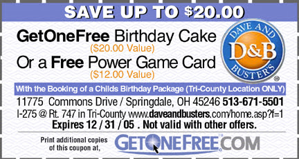 Dave & Busters Cincinnati - Get One Free Offers & Discounts!