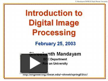 Ppt Introduction To Digital Image Processing Powerpoint Presentation Free To Download Id 258e69 Mzc3y