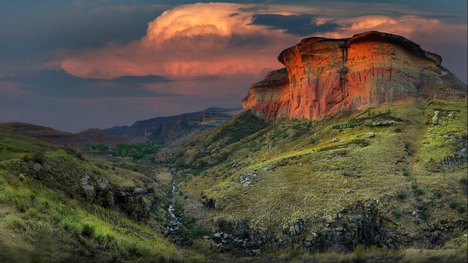 Glowing Mountain Art Nature  Desktop  Wallpaper  Hd  2560x1440 