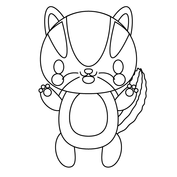 塗り絵に最適な白黒でかわいいリスの無料イラスト 商用フリー オイデ43