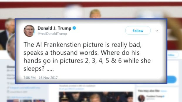 [NATL] Trump Enters Harassment Fray With Comments on Franken, But Not Moore