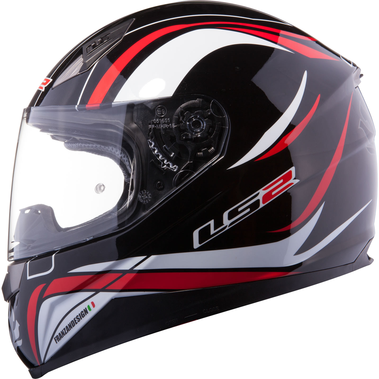 LS2 FF384.73 Phoenix Black Red White Motorcycle Helmet ACU Motorbike