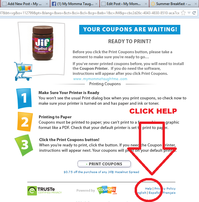 Problems Printing Coupons?? - My Momma Taught Me