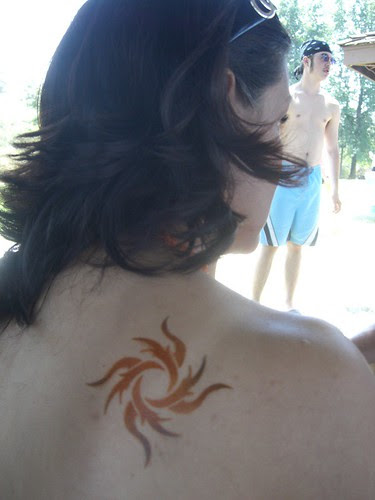 Airbrush Tattoos Design on Upper Back Women