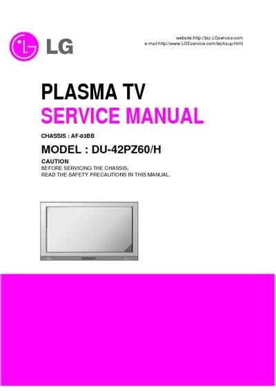 PDF Lg Du 42pz60 H Plasma Tv Service Manual
