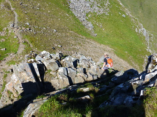 Graham down climbing the rocks.The Five Sisters Of Kintail