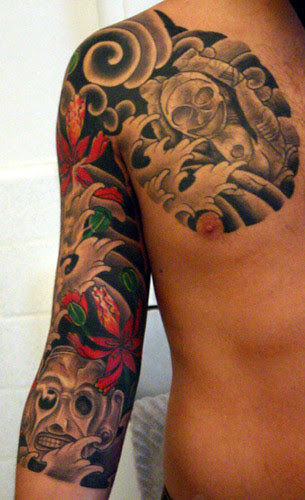 tribal sleeve tattoo designs 7 front/ inside of taino tattoo by Jason Pagan