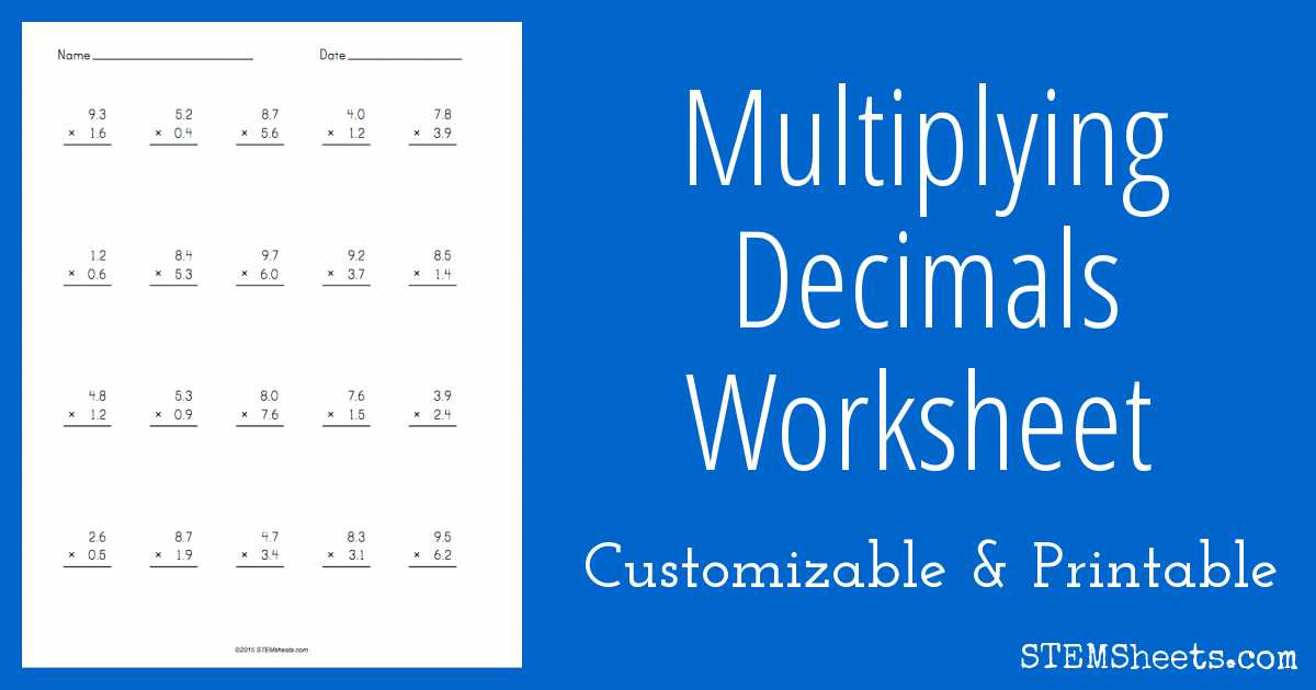 key javascript generate Decimals Worksheet  Sheets Multiplying  STEM