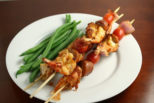 Grilled Shrimp and Sausage Skewers with Smoky Paprika Glaze