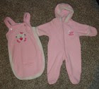 Okie Dokie Baby Girls Pink Snowsuit & Bag Bunting Pram Kitten Size 6 Months 