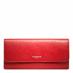 SOFT WALLET IN SAFFIANO LEATHER - COACH f49350 - SILVER/VERMILLION