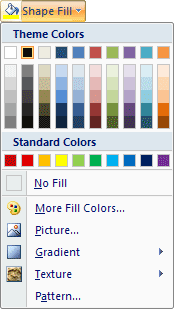 The Shapes Fill menu