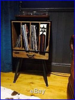 retro record player cabinet lps vinyl record holder