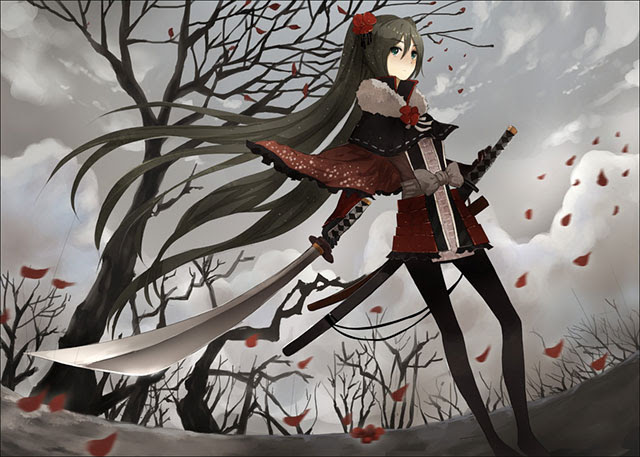 初音ミク 刀やソードのかっこいいイラスト壁紙 ボカロ画像