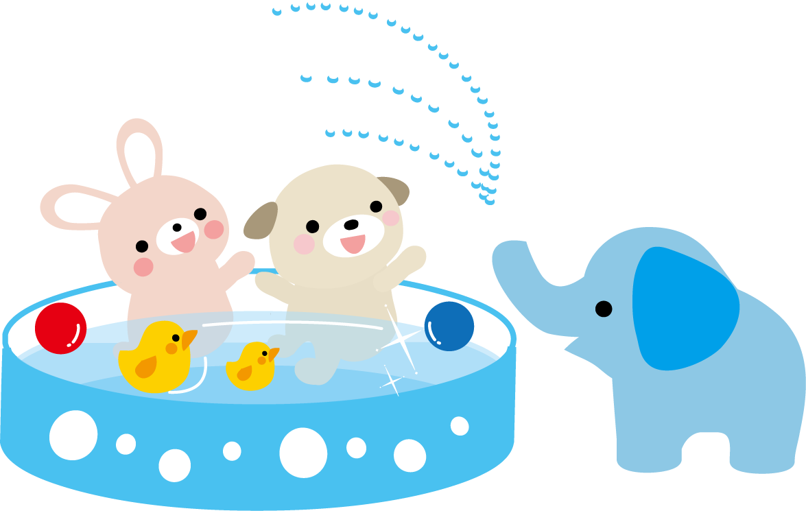 夏 プール水遊びのイラスト 無料イラスト フリー素材