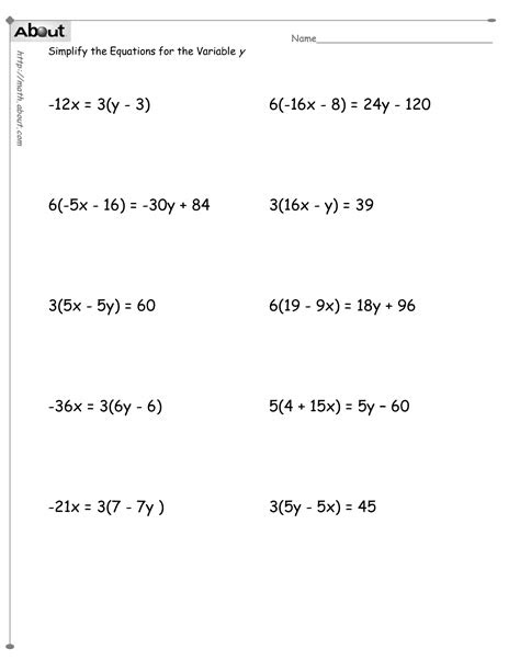  math worksheets solving equations with variables 2 1 solving multi