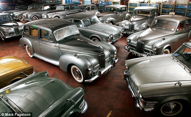 Allan Marshall's collection of 55 Humbers; in the centre is the 1951 Pullman