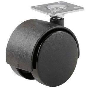 Shepherd 9401 1-5/8-Inch Black Twin Wheel Caster with Plate Mount