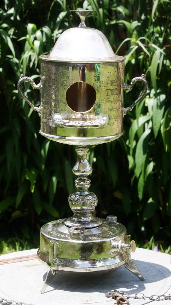 Silverplate Kerosene Lantern Trophy Birdhouse OOAK of Found Upcycled Items