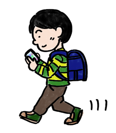 歩きスマホをしている小学生子どもイラスト 無料イラスト配布サイトマンガトップ