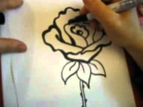 How To Draw an Easy Rose - step by step Part 2 - YouTube