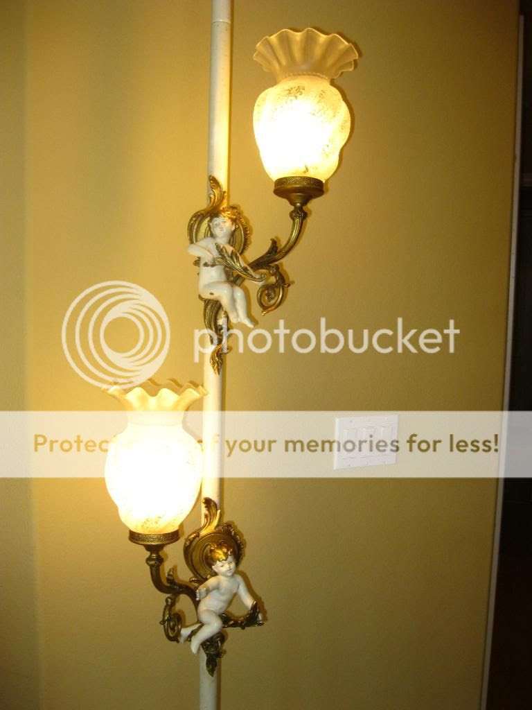 Gorgeous Pole Light Floor Lamp Cherubs Angels French Provincial ...