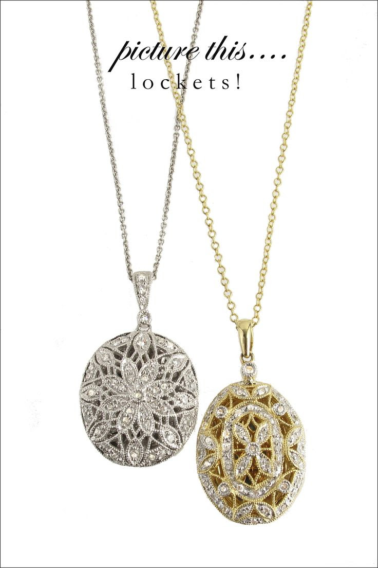 White and Yellow Gold Filigree Lockets