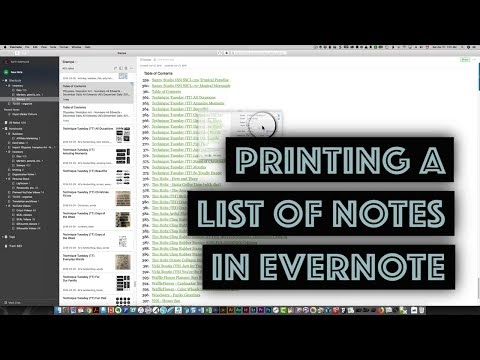Print a listing of all notes in Evernote